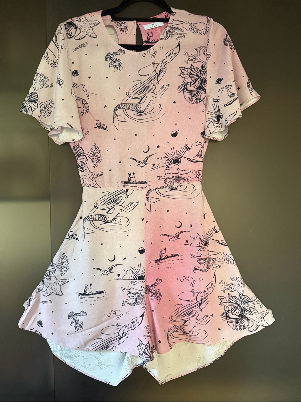 Rare Paul Smith Pink Ombre & black magical Mermaid & ocean,Romper dress 40/S/XS